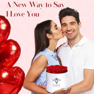 VLove® Forever Roses in a Box | Real Roses Forever Flowers Box | Naturally Preserved Flowers | Preserved Rose Box | Eternal Rose That Last A Year