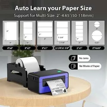 POLONO Shipping Label Printer, PL60 4x6 Label Printer for Shipping Packages, Direct Thermal Printer, Compatible with Windows, Mac, Linux, Widely Use for Shopify, Ebay, Amazon, UPS, FedEx, Etsy, Purple