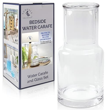 Elegant Bedside Water Carafe and Glass Set - Modern Mouthwash Decanter