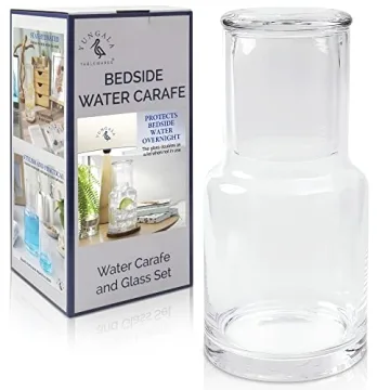 Elegant Bedside Water Carafe and Glass Set - Modern Mouthwash Decanter