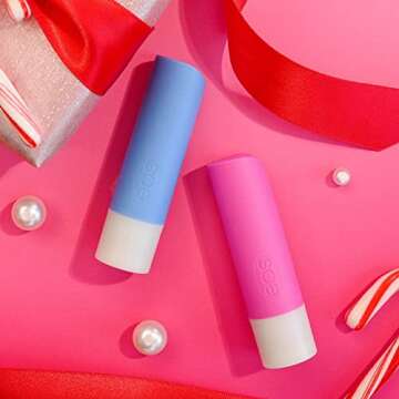EOS Limited Edition Holiday Lip Balm, Raspberry Cloud & Blackberry Bellini, All-Day Moisture, Made for Sensitive Skin, 0.14 oz, 2-Pack, Clear