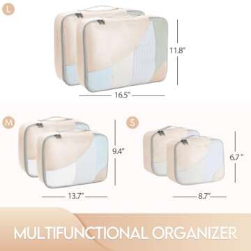 OlarHike 6 Set Packing Cubes for Travel, 3 Various Sizes(Large,Medium,Small), Luggage Organizer Bags for Travel Accessories Travel Essentials, Travel Cubes for Carry on Suitcases (Cream)