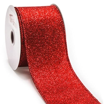 TRAICO Red Glitter Ribbon for Crafts & Gift Wrapping