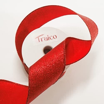 TRAICO Red Glitter Ribbon for Crafts & Gift Wrapping