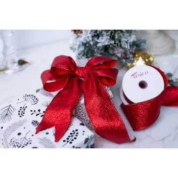 TRAICO Red Glitter Ribbon for Crafts & Gift Wrapping