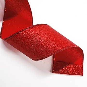 TRAICO Red Glitter Ribbon for Crafts & Gift Wrapping