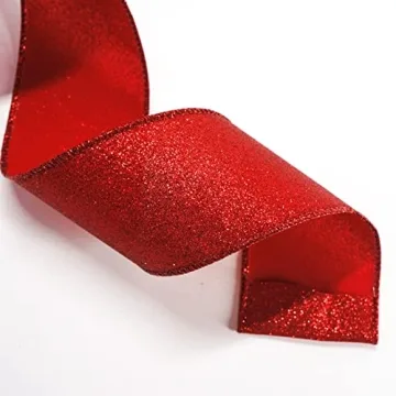 TRAICO Red Glitter Ribbon for Crafts & Gift Wrapping