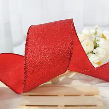 TRAICO Red Glitter Ribbon for Crafts & Gift Wrapping
