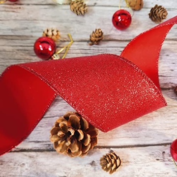 TRAICO Red Glitter Ribbon for Crafts & Gift Wrapping