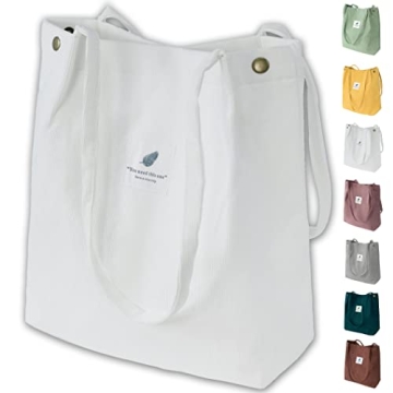 VOKUCAMP Corduroy Tote Bag: Stylish & Functional for College & Daily Use