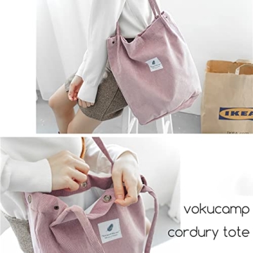 VOKUCAMP Corduroy Tote Bag for College Women Stylish Daily Use