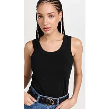 Madewell Women's Whisper Cotton Scoopneck Tank Top, True Black, XXL