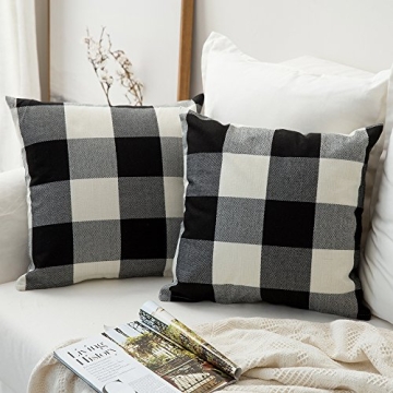 MIULEE Farmhouse Plaid Throw Pillow Covers for Fall and Holiday Decor
