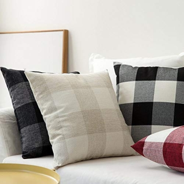 MIULEE Farmhouse Plaid Throw Pillow Covers for Fall and Holiday Decor