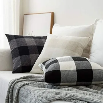 MIULEE Farmhouse Plaid Throw Pillow Covers for Fall and Holiday Decor