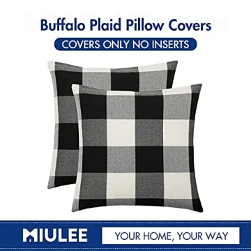 MIULEE Farmhouse Plaid Throw Pillow Covers for Fall and Holiday Decor