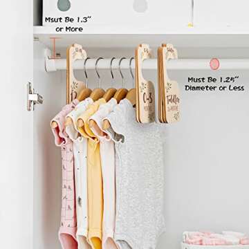 Giftacity Baby Closet Dividers - Set of 8 Beautiful Wooden Double-Sided Clothes Size Hanger Organizer from Newborn to 24 Months for Boho Nursery Decor