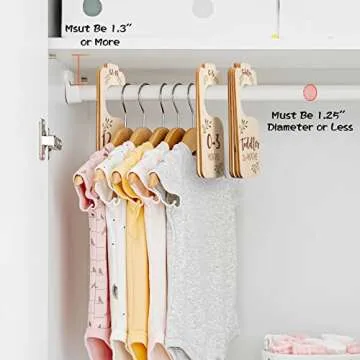 Giftacity Baby Closet Dividers - Set of 8 Beautiful Wooden Double-Sided Clothes Size Hanger Organizer from Newborn to 24 Months for Boho Nursery Decor