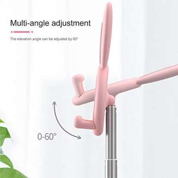 Cute Bunny Ear Phone Stand, Adjustable Metal Rabbit Phone Holder Rack for Phone Pad Tablet Laptop Desktop Accessories
