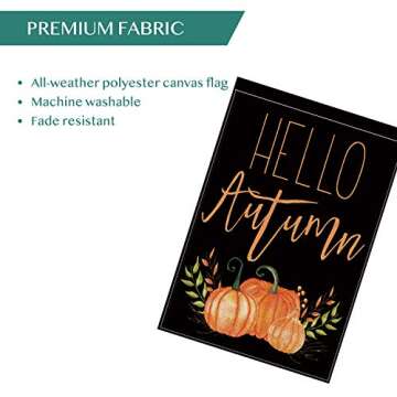 AVOIN Hello Autumn Pumpkins Garden Flag Vertical Double Sided, Seasonal Fall Harvest Vintage Thanksgiving Rustic Yard Outdoor Decoration 12.5 x 18 Inch