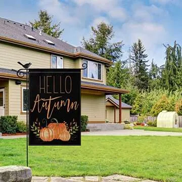 Hello Autumn Pumpkins Garden Flag - Fall Decor Outdoor