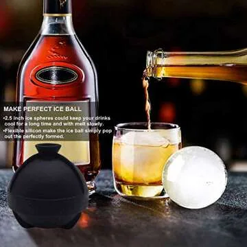 Helpcook Ice Ball Molds,2 Pack,Round Ice Cube Molds,Sphere Ice Molds with Built-in Funnel,Silicone Freezer Press Ice Ball Maker Mold,Make 2.5 Inch Sphere Ice Cubes for Whiskey,Cocktails,Bourbon