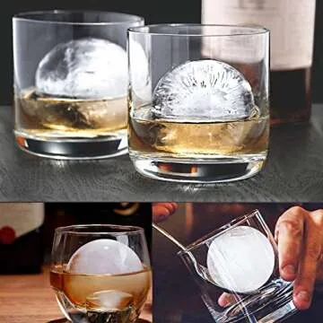 Helpcook Ice Ball Molds,2 Pack,Round Ice Cube Molds,Sphere Ice Molds with Built-in Funnel,Silicone Freezer Press Ice Ball Maker Mold,Make 2.5 Inch Sphere Ice Cubes for Whiskey,Cocktails,Bourbon