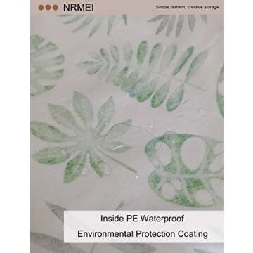 NRMEI Round Storage Basket Laundry Basket Foldable Waterproof Coating Nursery Hamper for Living Room Bedroom and Clothes Toys(Round Leaf)