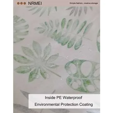 NRMEI Round Storage Basket Laundry Basket Foldable Waterproof Coating Nursery Hamper for Living Room Bedroom and Clothes Toys(Round Leaf)