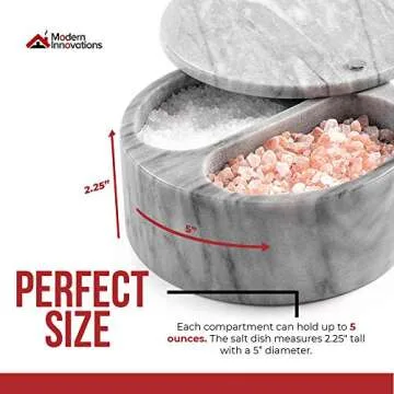 Elegant Marble Salt Cellar with Dual Compartments for Spices