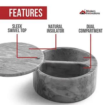 Elegant Marble Salt Cellar with Dual Compartments for Spices