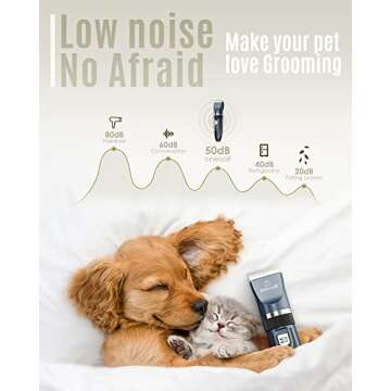 oneisall Dog Clipper Low Noise, Dog Grooming Kit with Rechargeable, Dog Shaver Cordless Electric Qui...
