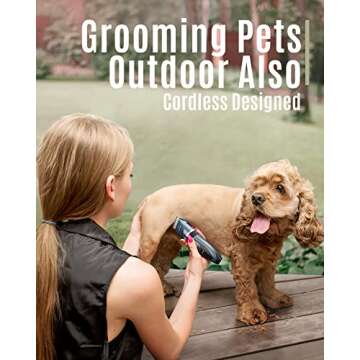 oneisall Dog Clipper Low Noise, Dog Grooming Kit with Rechargeable, Dog Shaver Cordless Electric Quiet Hair Clipper Set for Dog Cats Pets（Navy）