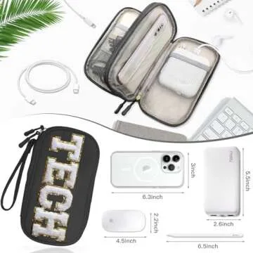 COSHAYSOO Small Travel Electronics Organizer Bag with Patch