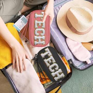 COSHAYSOO Small Travel Electronics Organizer Bag with Patch