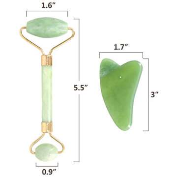 Jade Roller for the Face with Massager and Anti-Aging, Jade Roller for Face Real Jade 100% Jade, Suitable for Face Body and Eyes Treatment.