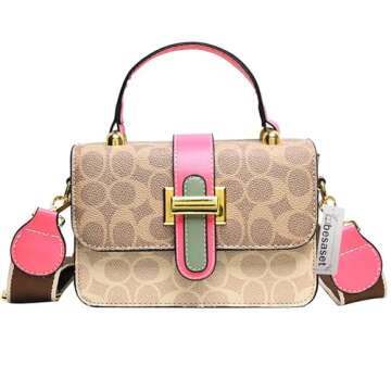 Besaset Small Crossbody Bags for Women - Chic Leather Handbag with Golden Buckle