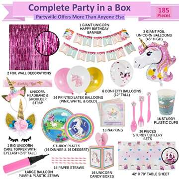 Partyville Unicorn Party Decorations Kit for 16 Guests