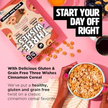 Plant-Based and Vegan Breakfast Cereal by Three Wishes - Cinnamon, 6 Pack - More Protein and Less Su...