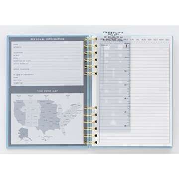 DesignWorks Ink Standard Issue No. 12 Blue Undated Planner Notebook Journal with Lined Pages, Elastic Pen Holder, and Durable Spiral Binding for Work, Writing, Journaling - 6" x 8.25", JS892-2050Z