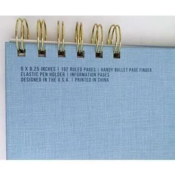 DesignWorks Ink Standard Issue No. 12 Blue Undated Planner Notebook Journal with Lined Pages, Elastic Pen Holder, and Durable Spiral Binding for Work, Writing, Journaling - 6" x 8.25", JS892-2050Z