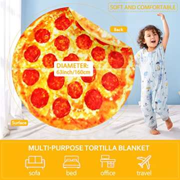 M&C Music Color Pizza Blanket 60 inchs Double Sided, Giant Tortilla Blanket Adult Size Round Funny B...