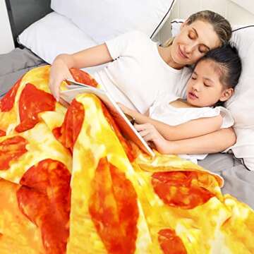 M&C Music Color Pizza Blanket 60 inchs Double Sided, Giant Tortilla Blanket Adult Size Round Funny Blankets for Adults Teens Kids, Realistic Food Blanket Throw Wrap Blanket (60 inch, Pizza)