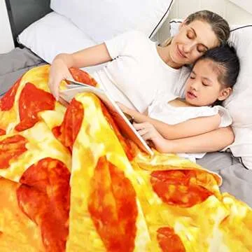 M&C Music Color Pizza Blanket 60 inchs Double Sided, Giant Tortilla Blanket Adult Size Round Funny Blankets for Adults Teens Kids, Realistic Food Blanket Throw Wrap Blanket (60 inch, Pizza)