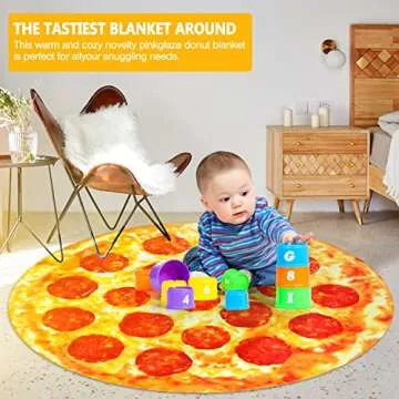 M&C Music Color Pizza Blanket 60 inchs Double Sided, Giant Tortilla Blanket Adult Size Round Funny Blankets for Adults Teens Kids, Realistic Food Blanket Throw Wrap Blanket (60 inch, Pizza)