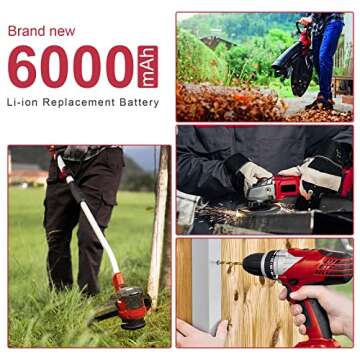 2 Packs 18V 6000mAh Battery Packs Compatible with Einhell Tools X-Change 4511396 4511437neu PXBP-600...