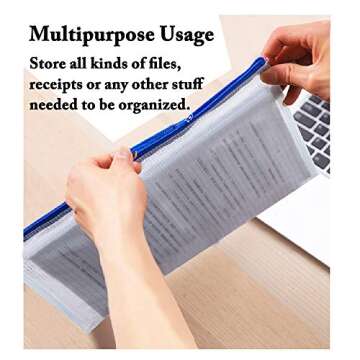 10Pcs Zipper File Bags, AUSTARK Waterproof Zipper Pouch, PVC Document Bag Zipper Folders Document Pouch Receipts Organizer for Office School Home Travel (A3 Size 16.9 x 12 Inches White)