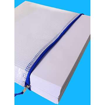10Pcs Zipper File Bags, AUSTARK Waterproof Zipper Pouch, PVC Document Bag Zipper Folders Document Pouch Receipts Organizer for Office School Home Travel (A3 Size 16.9 x 12 Inches White)