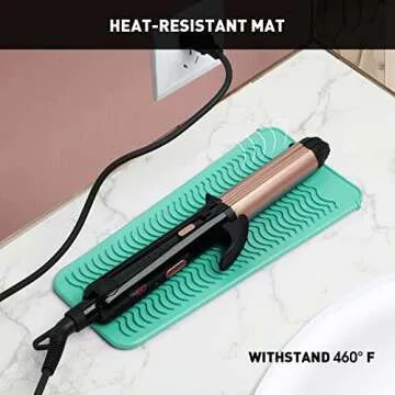 ZAXOP Resistant Silicone Mat Pouch for Flat Iron, Curling Iron,Hot Hair Tools (Mintgreen)