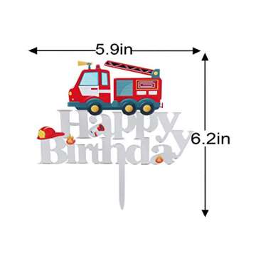 Acrylic Fire Truck Happy Birthday Cake Topper Fire Fireman Theme Birthday Party Decoration Suppliers